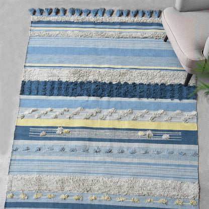 Area Rug, Bedroom Rug, Living Room Rug, Living Area Rug, Indian Rug, Office Carpet, Office Rug, Shop Rug Online, Cotton, Blue, Multi, Traditional