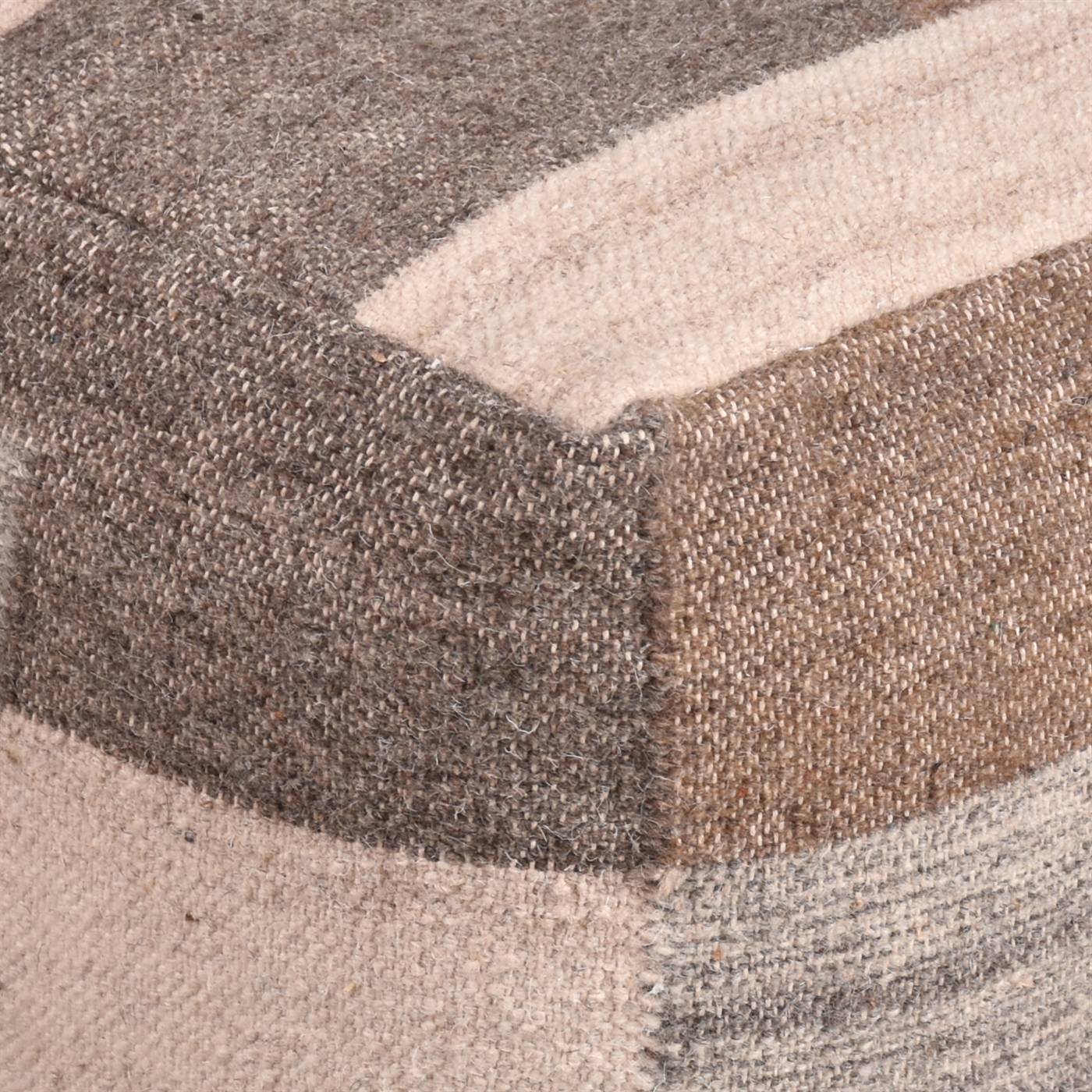 Carrick Pouf, 40x40x40 cm, Natural, Wool, Punja Kelim, Pitloom, Flat Weave