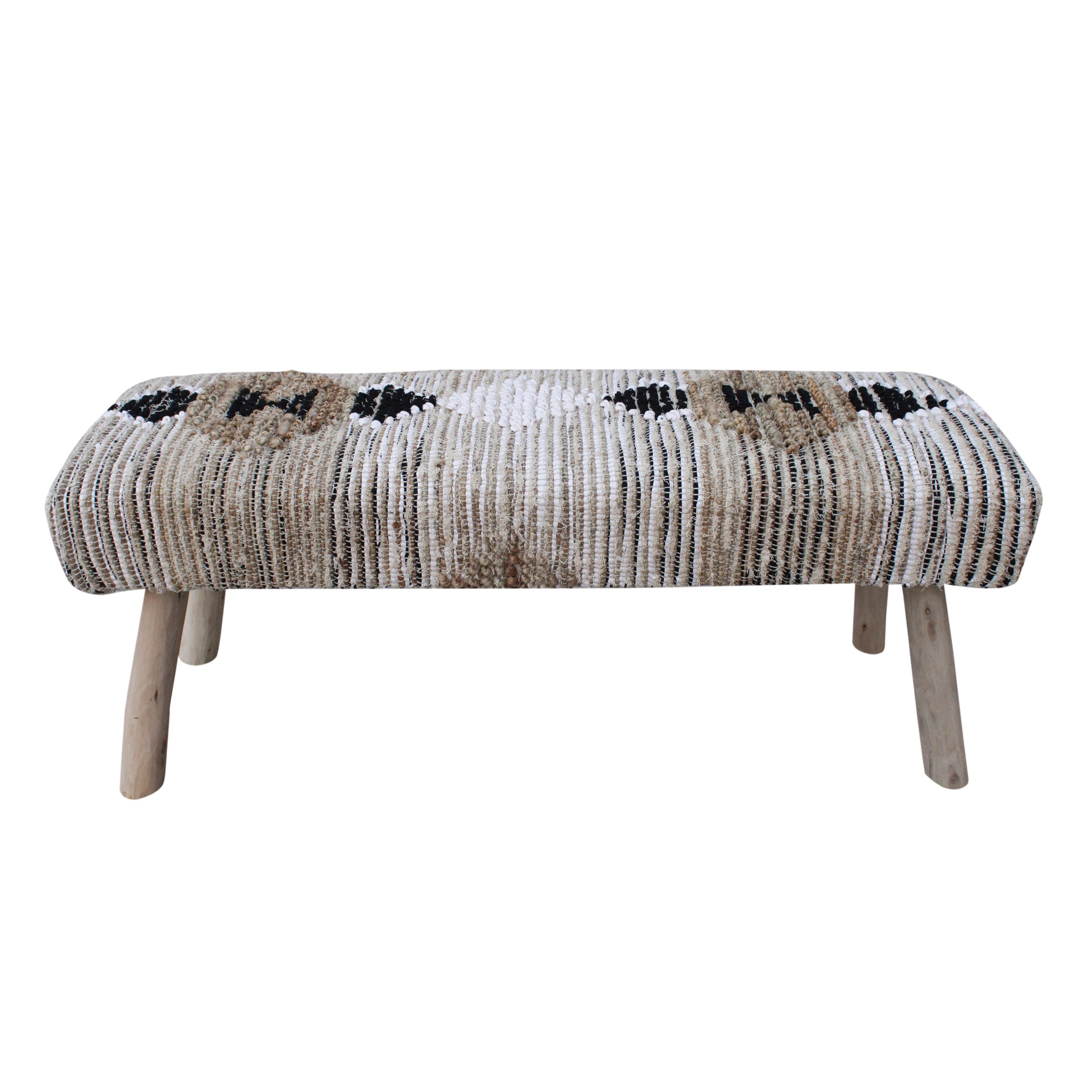 Caspia Bench, Cotton Rag, Jute, Cotton Salvage, Natural, Natural White, Pitloom, All Loop 