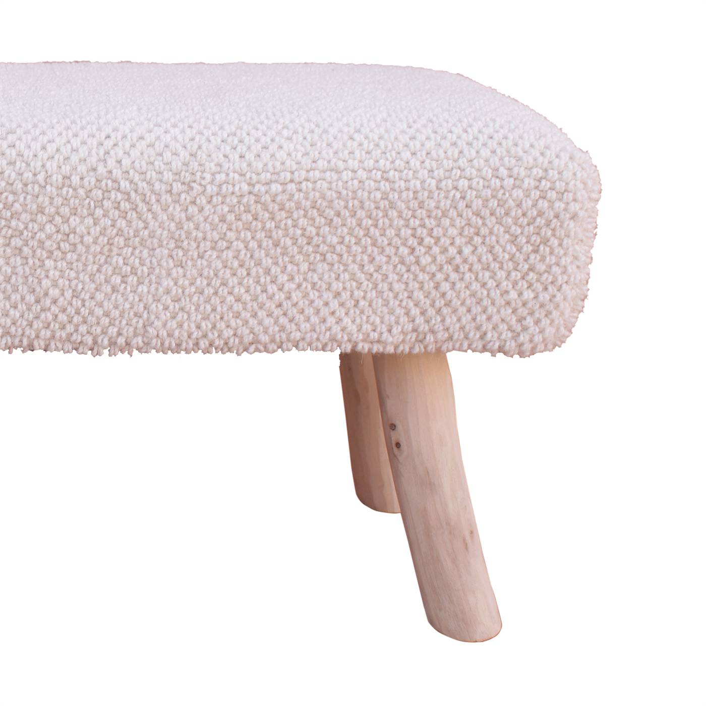 Cavern Bench, 80x30x40 cm, Natural White, Wool, Hand Woven, Handwoven, All Loop