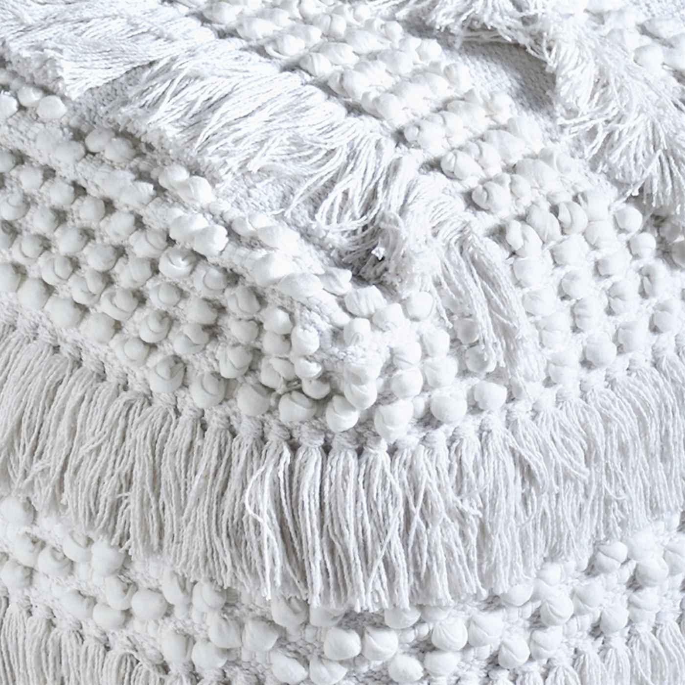 Cedura Pouf, Cotton, Viscose Rag, Natural White, Pitloom, All Loop