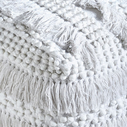 Cedura Pouf, Cotton, Viscose Rag, Natural White, Pitloom, All Loop