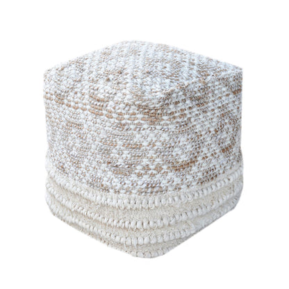 Cerezo Pouf, Cotton, Hemp, Wool, Natural White, Natural, Pitloom, All Loop