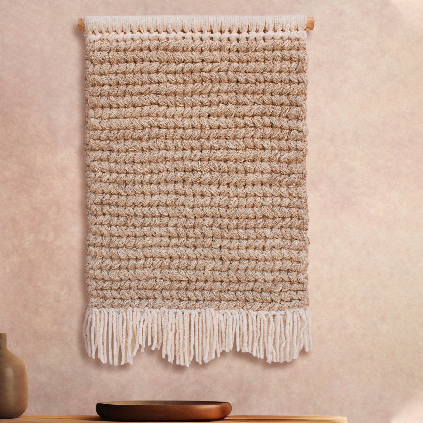 CERNAV WALL HANGING - BEIGE/IVORY - HAND KNITTED - WOOL
