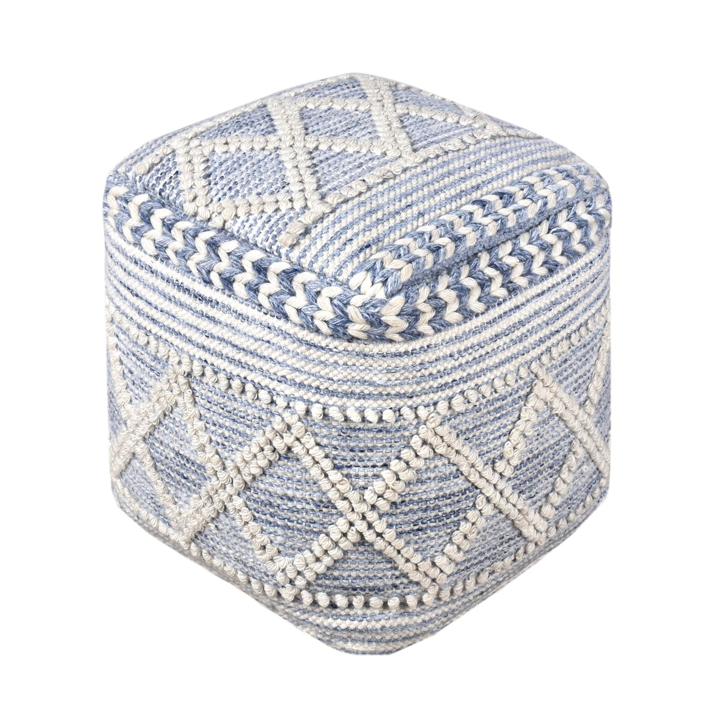 Cerredo Pouf, Pet, Blue, Natural White, Pitloom, All Loop