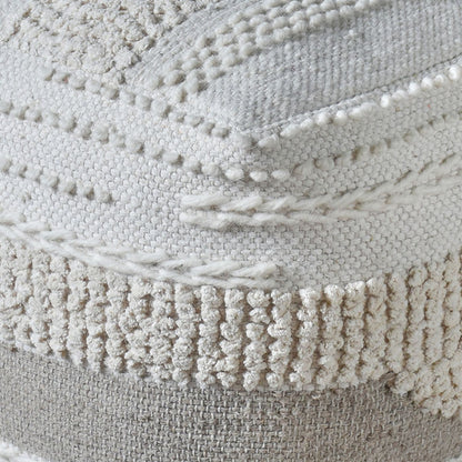 Chinon Pouf, Wool, Cotton Chenille, Natural White, Pitloom, All Loop