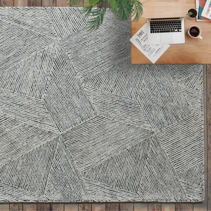 Area Rug, Bedroom Rug, Living Room Rug, Living Area Rug, Indian Rug, Office Carpet, Office Rug, Shop Rug Online, Wool, Grey, Natural White, Hand tufted, Cut And Loop, Textured