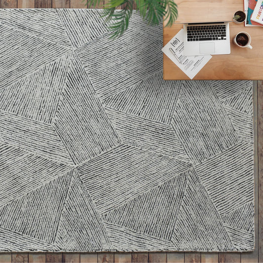 Area Rug, Bedroom Rug, Living Room Rug, Living Area Rug, Indian Rug, Office Carpet, Office Rug, Shop Rug Online, Wool, Grey, Natural White, Hand tufted, Cut And Loop, Textured