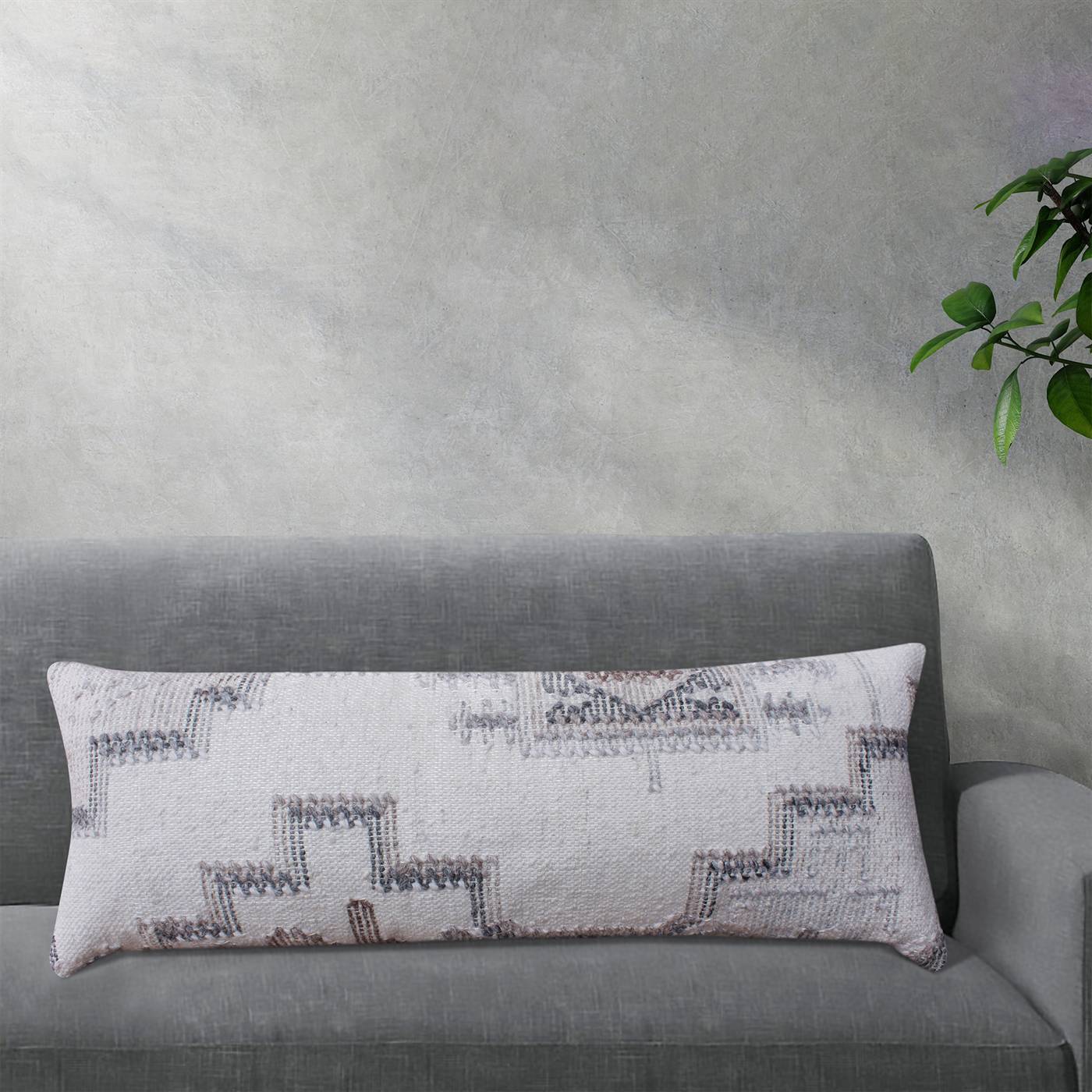 Climax Lumber Cushion-II, 36x91 cm, Natural White, Taupe, Grey, PET, Punja Kelim, Punja, Flat Weave
