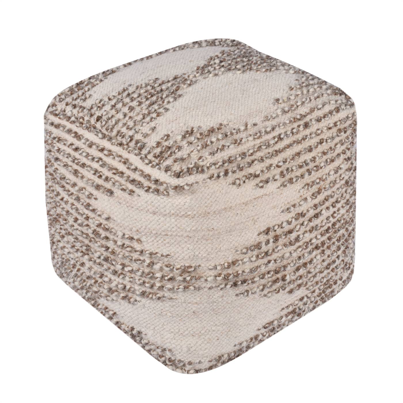 Cognac-II Pouf, 40x40x40 cm, Natural, Natural White, Jute, Cotton, Punja Kelim, Punja, All Loop