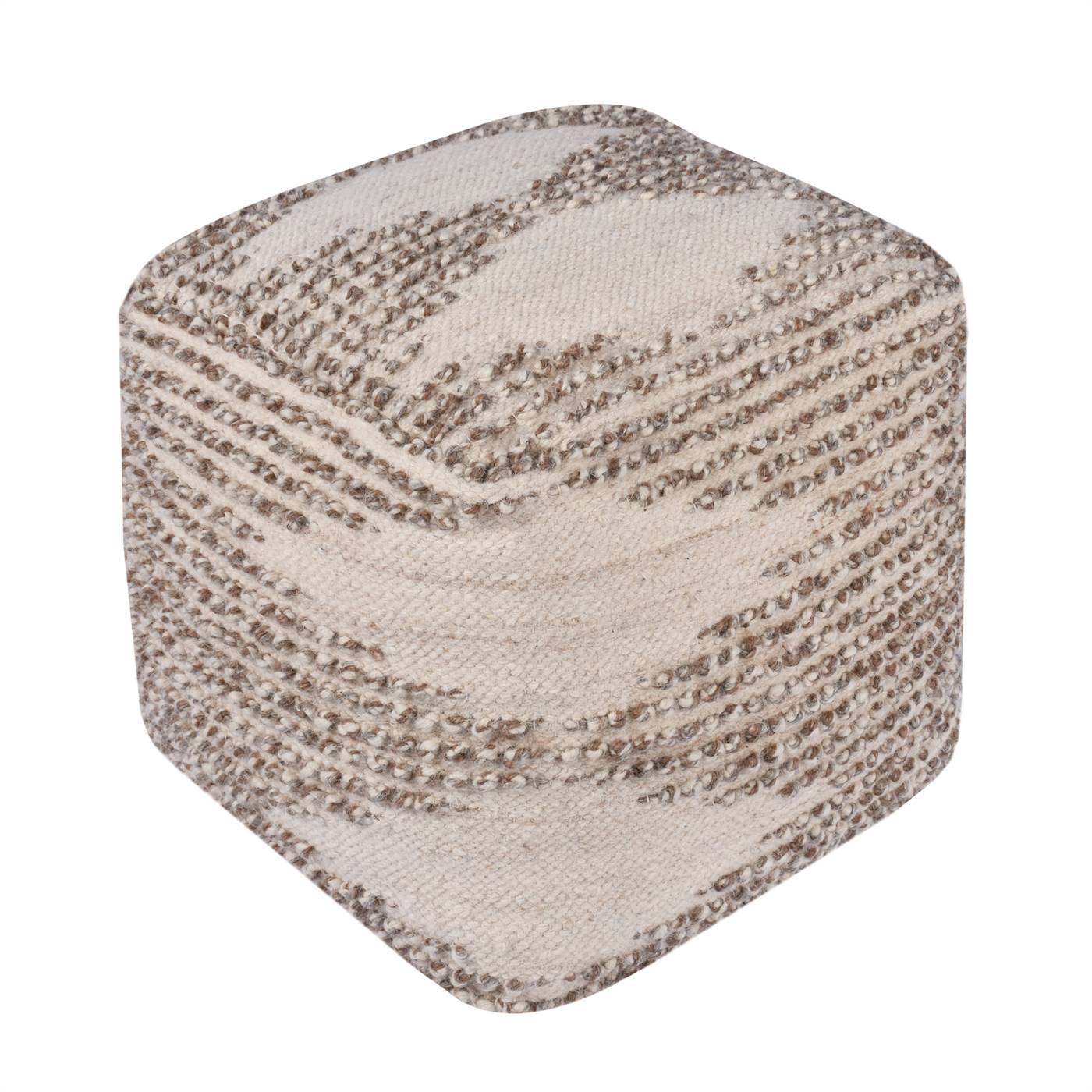Cognac-II Pouf, 40x40x40 cm, Natural, Natural White, Jute, Cotton, Punja Kelim, Punja, All Loop