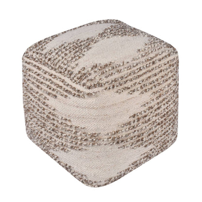 Cognac-II Pouf, 40x40x40 cm, Natural, Natural White, Jute, Cotton, Punja Kelim, Punja, All Loop