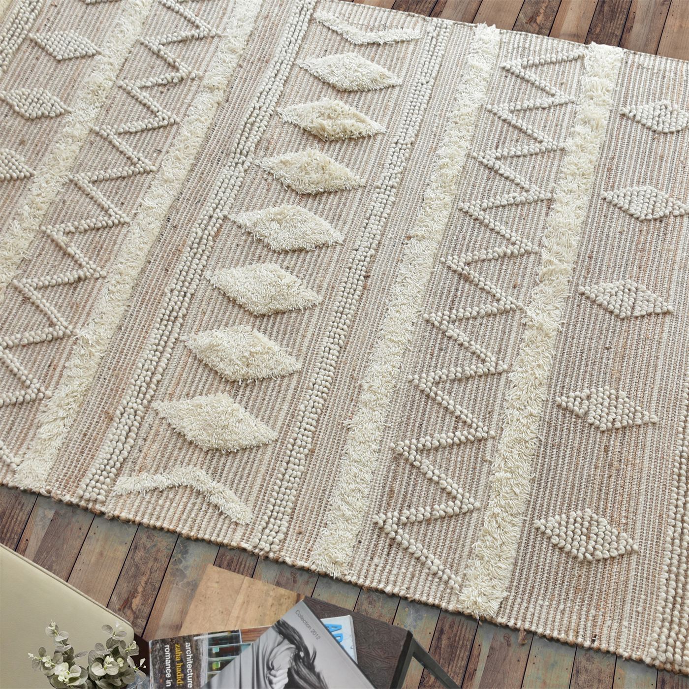 Area Rug, Bedroom Rug, Living Room Rug, Living Area Rug, Indian Rug, Office Carpet, Office Rug, Shop Rug Online, Hemp, Wool, Natural, Pitloom, Cut And Loop, Geometrical