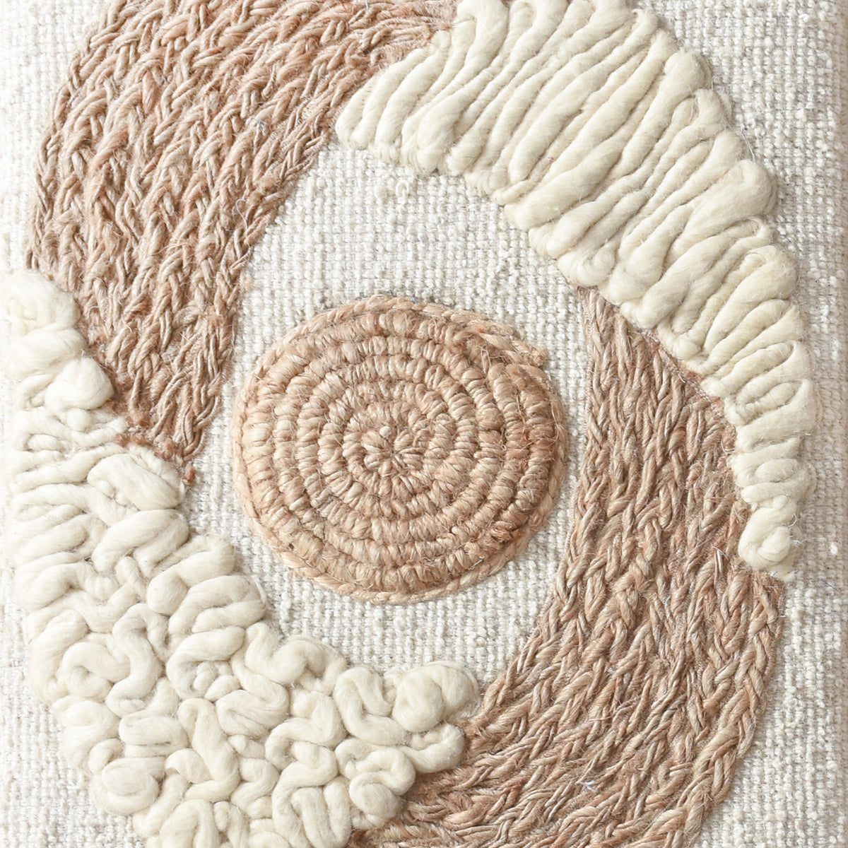 CORTES-II AND CONORA-II WALL ART- IVORY/NATURAL - HANDMADE - WOOL/JUTE & MDF
