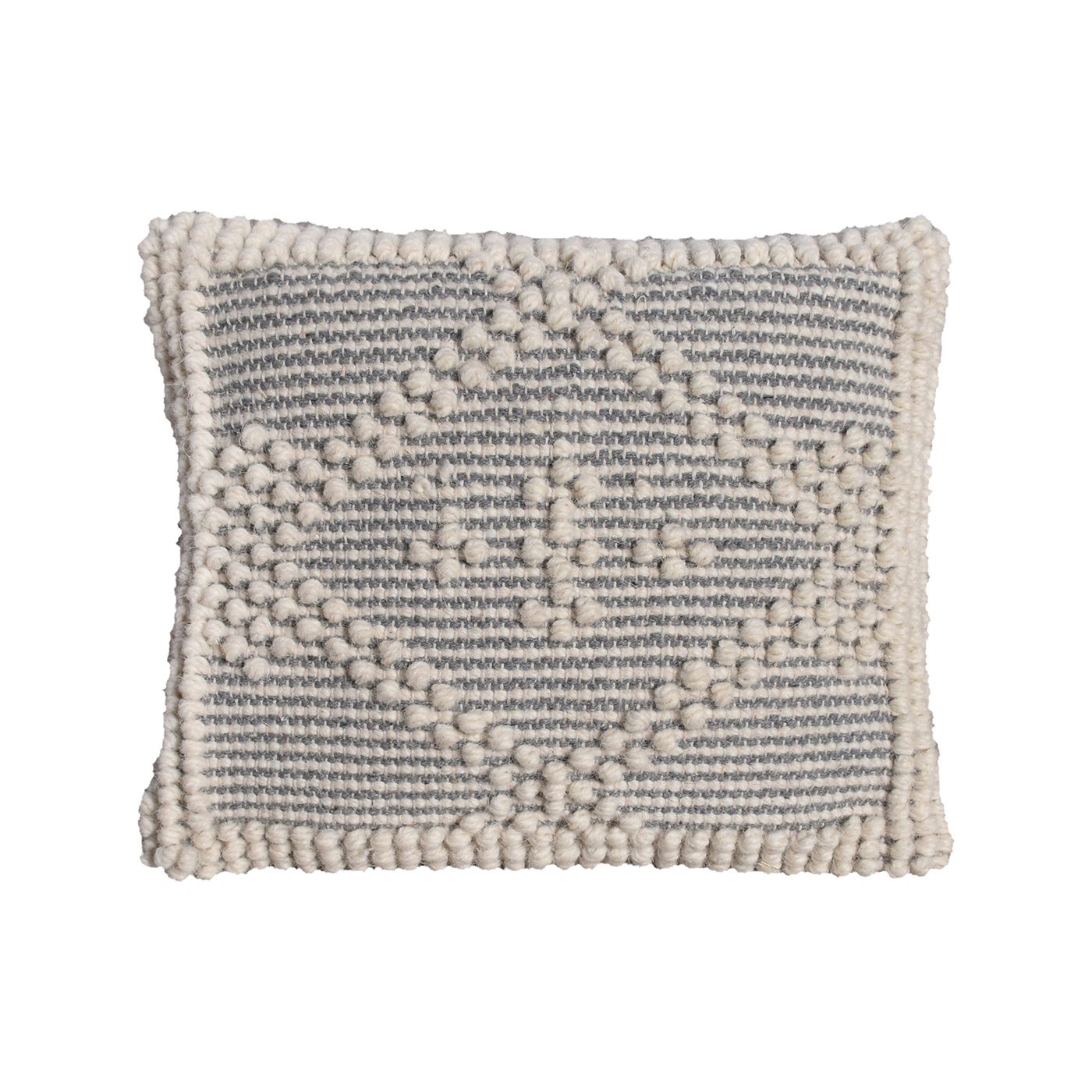 Cottian Pillow, Wool, Natural White, Grey, Pitloom, All Loop