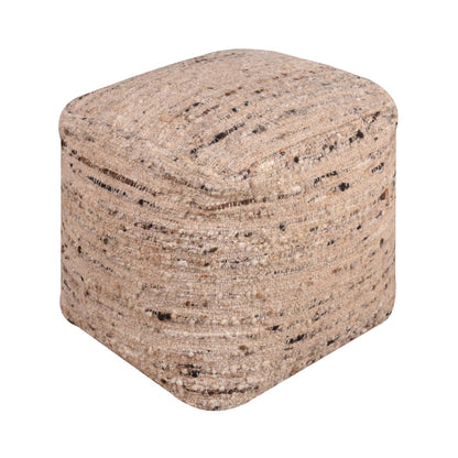 Crane Pouf, 40x40x40 cm, Beige, Wool, Punja Kelim, Punja, Flat Weave 