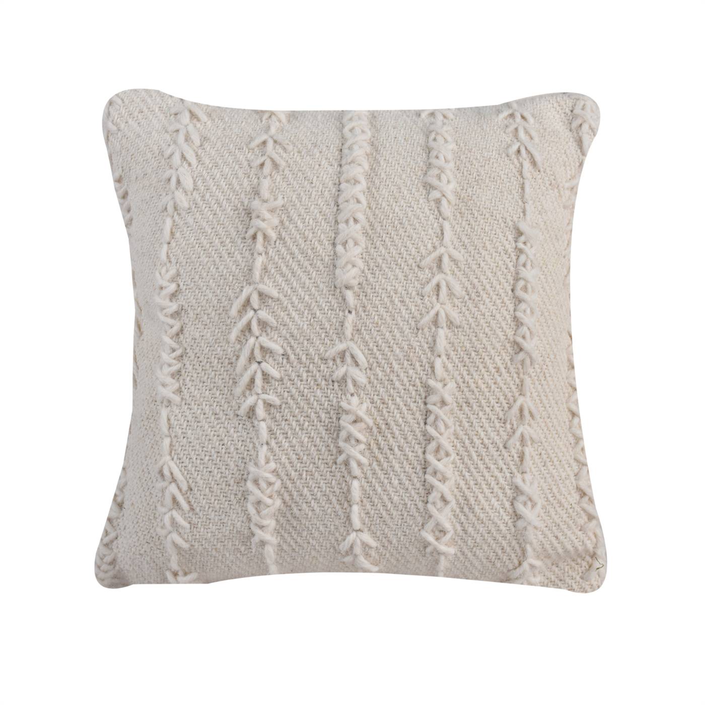 Croslin Cushion, 45x45 cm, Natural White, Wool, Hand Made, Hm Stitching, Flat Weave