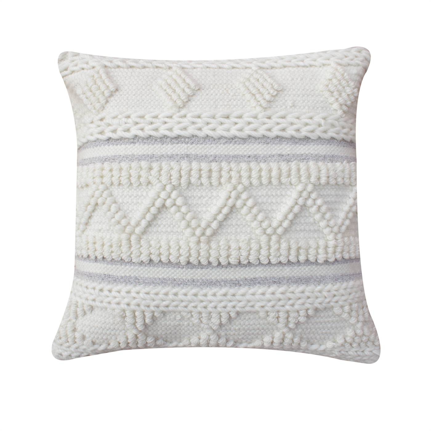 Morado Cushion, 45x45 cm, Natural White, NZ Wool, Hand Made, Pitloom, All Loop