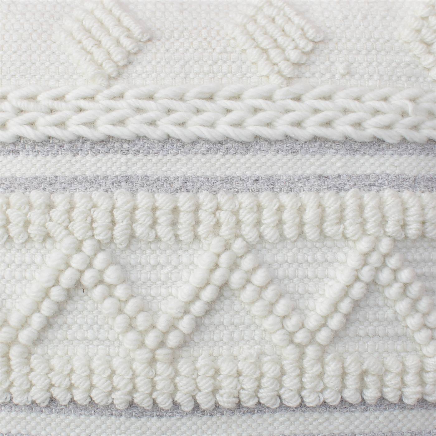 Morado Cushion, 45x45 cm, Natural White, NZ Wool, Hand Made, Pitloom, All Loop