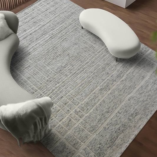 Area Rug, Bedroom Rug, Living Room Rug, Living Area Rug, Indian Rug, Office Carpet, Office Rug, Shop Rug Online, Natural White, Wool Viscose Blend , Hand Knotted , Handknotted, All Cut, Intricate 