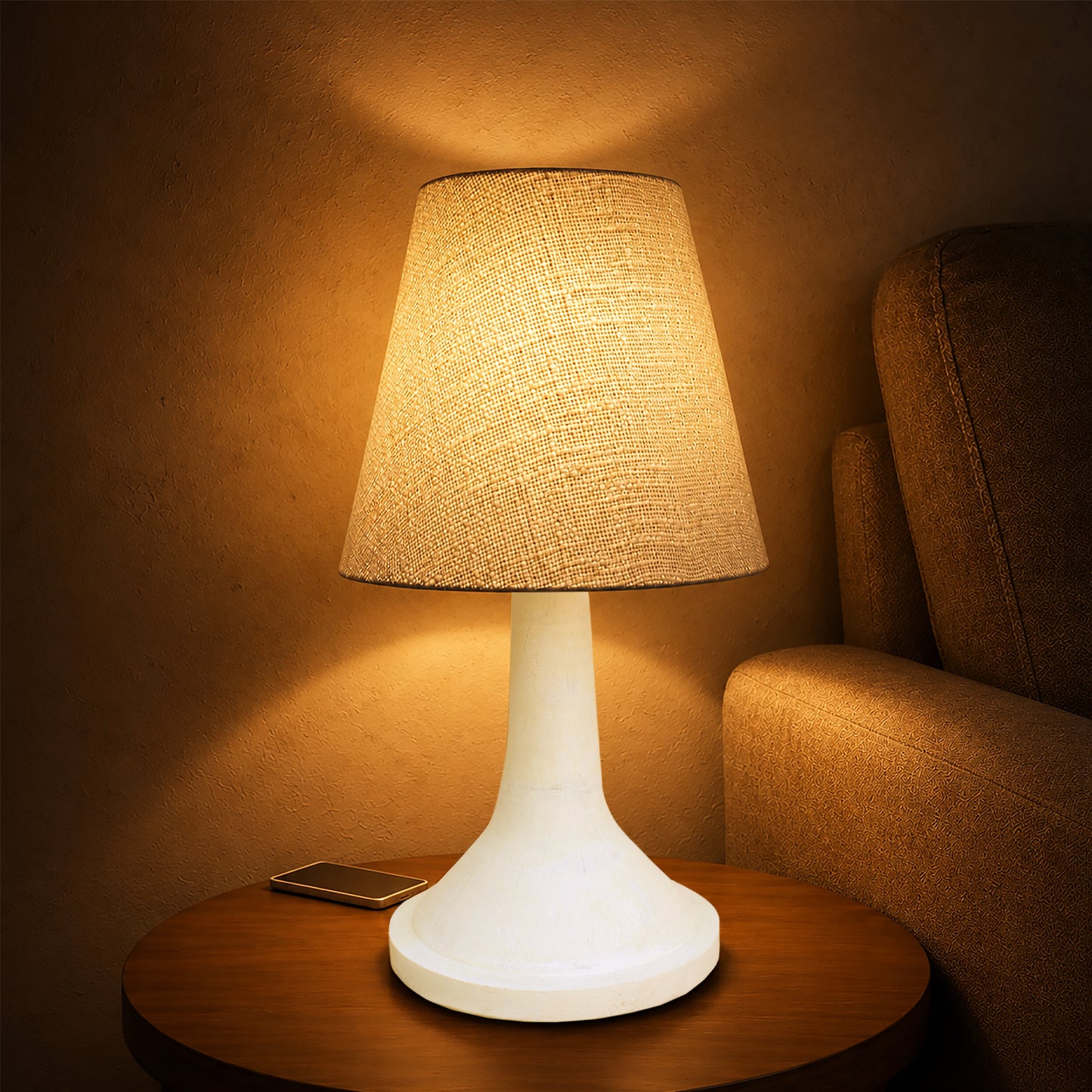 CARPATH TABLE LAMP - IVORY - HAND MADE - COTTON