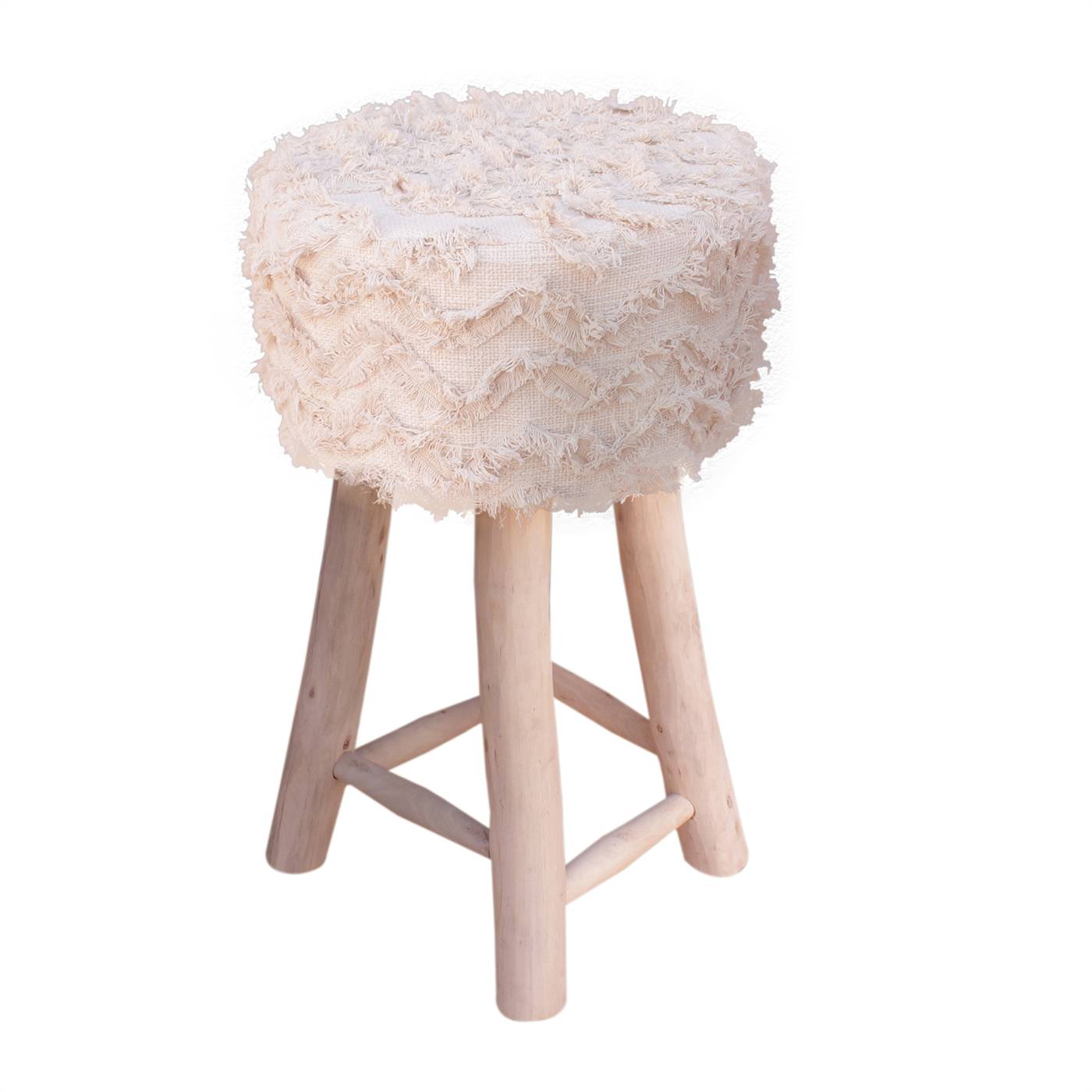 Chorio Bar Stool, 40x40x70 cm, Natural White, Cotton, Hand Made, Hm Stitching, Flat Weave 