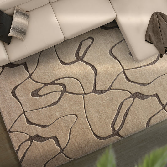 CLOVEZ RUG - WOOL - LIGHT BEIGE/BROWN