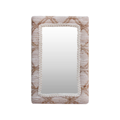 COLONARIE-II WALL MIRROR - IVORY/NATURAL - HAND WOVEN - MDF STRUCTURE - JUTE + NZ WOOL + COTTON RAG