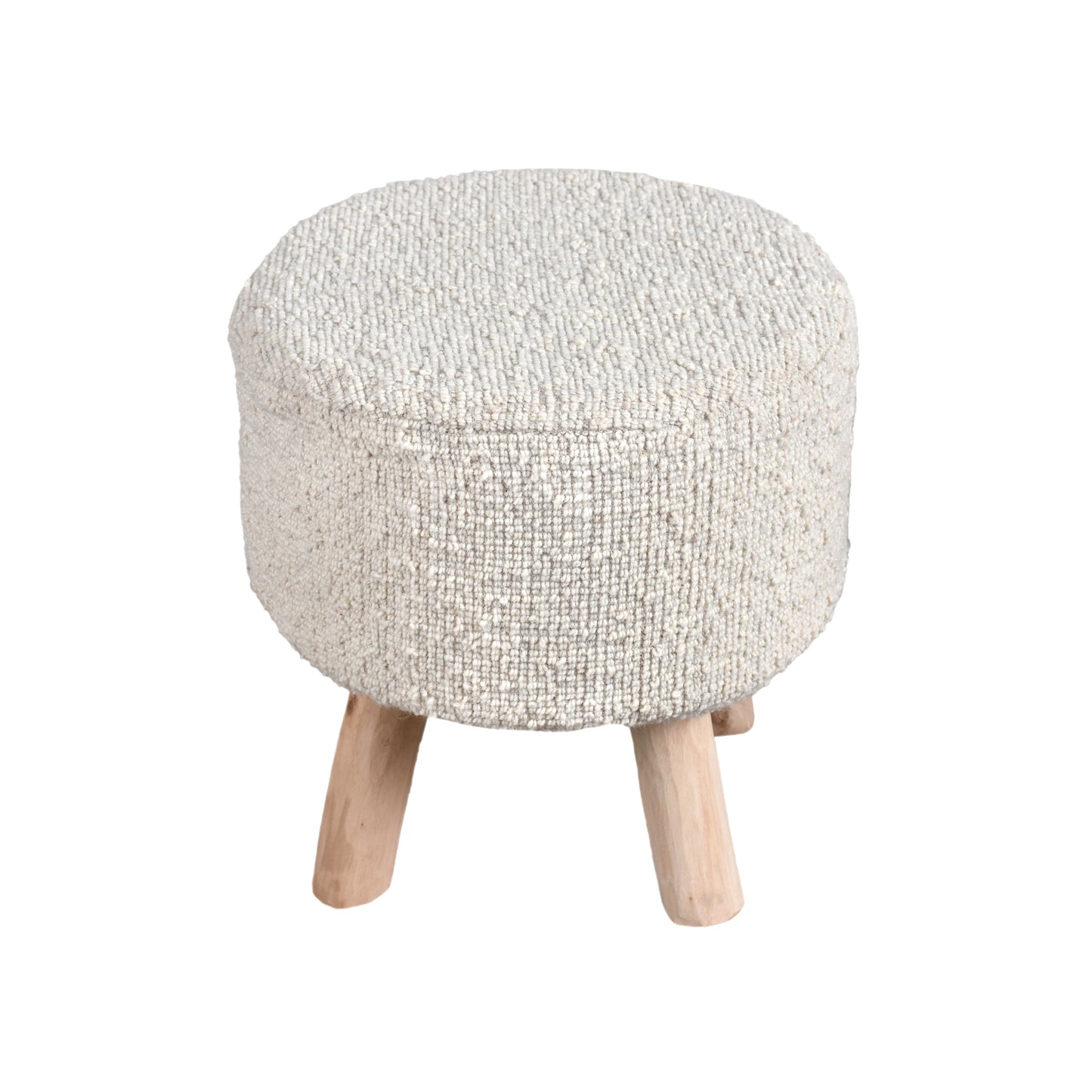 DARYA ROUND STOOL - WOOL - HANDWOVEN - IVORY
