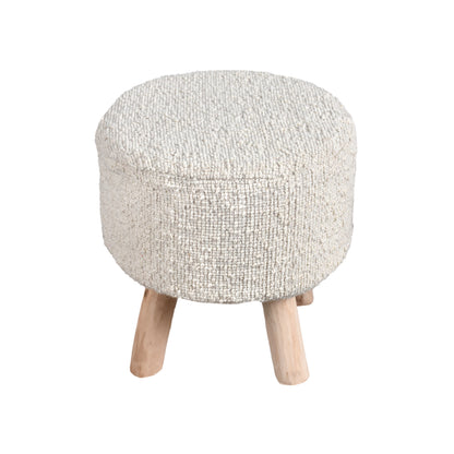 DARYA ROUND STOOL - WOOL - HANDWOVEN - IVORY