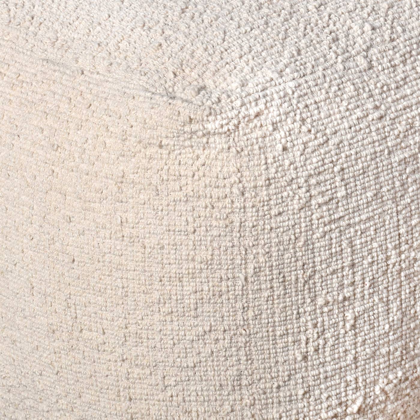 Darya Pouf, 40x40x40 cm, Natural White, Wool, Hand Woven, Handwoven, All Loop