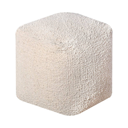 Darya Pouf, 40x40x40 cm, Natural White, Wool, Hand Woven, Handwoven, All Loop