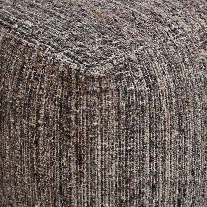 Darya Pouf, 40x40x40 cm, Charcoal, Wool, Hand Woven, Handwoven, All Loop