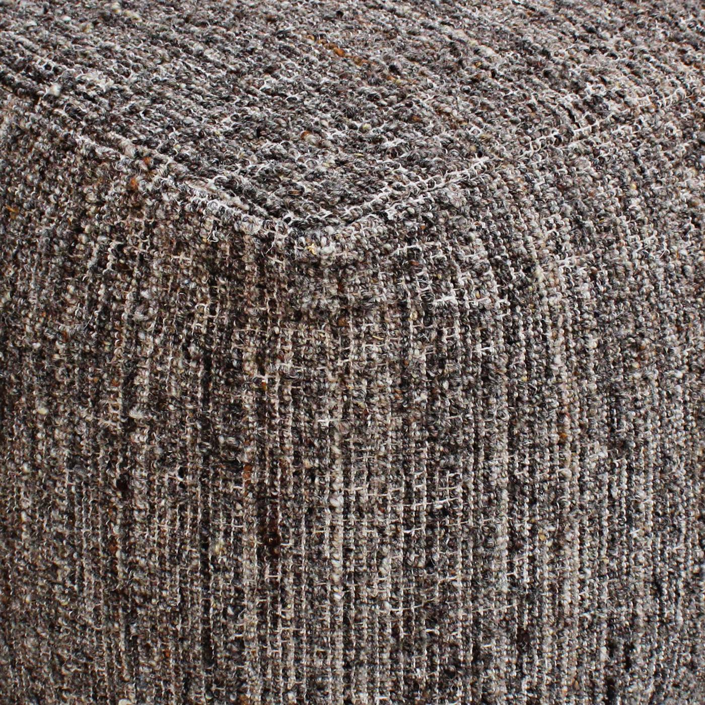 Darya Pouf, 40x40x40 cm, Charcoal, Wool, Hand Woven, Handwoven, All Loop