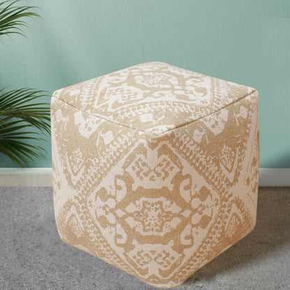 Datong-Ii Pouf, Cotton, Beige, Pitloom, Flat Weave