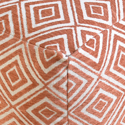 Dauria Pouf, Cotton, Acrylic, Polyester, Terra, Jaquard Durry, Flat Weave