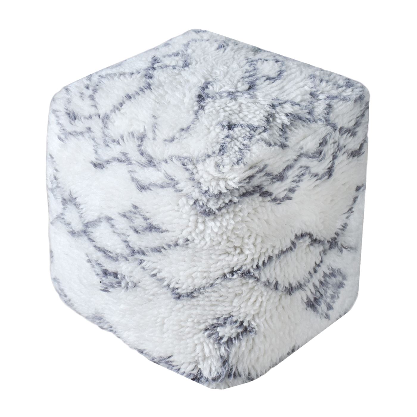 Dax Pouf, Nz Wool, Natural White, Grey, Bm Sn, All Cut