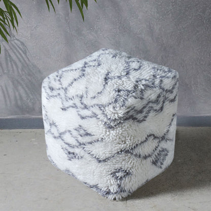 Dax Pouf, Nz Wool, Natural White, Grey, Bm Sn, All Cut