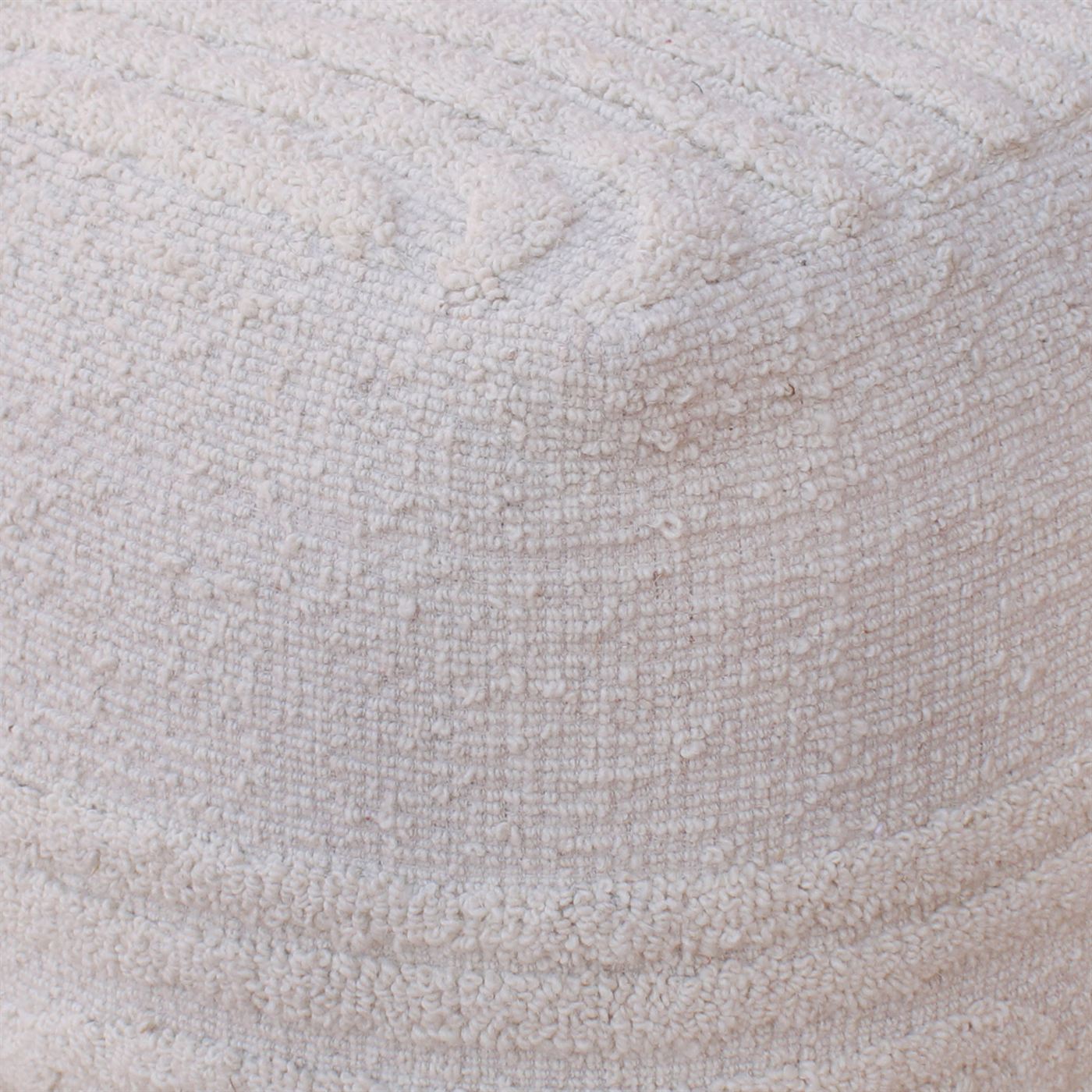 Debren Pouf, Wool, Natural White, Hand woven, All Loop