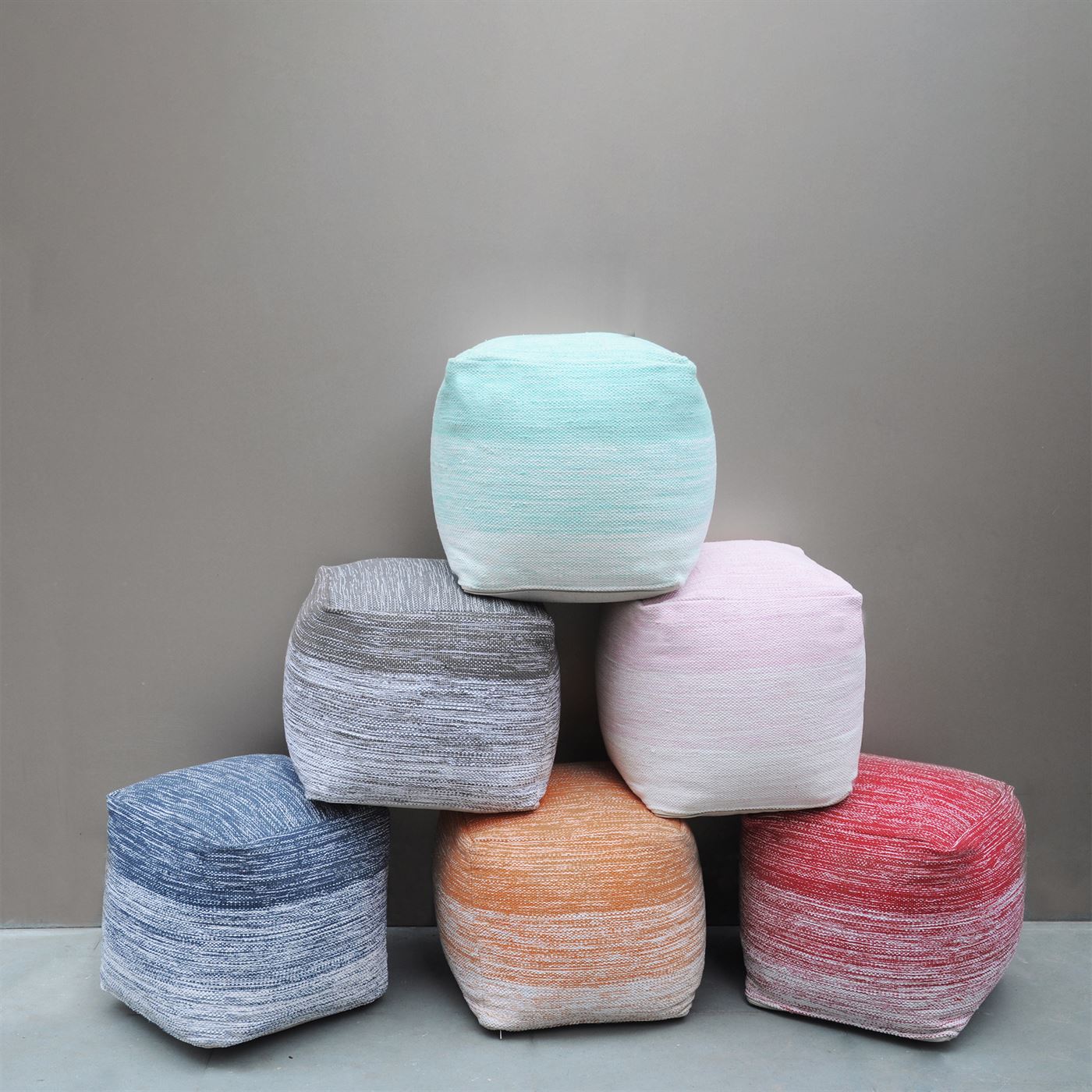 Delight Pouf, Cotton, Pitloom, Flat Weave