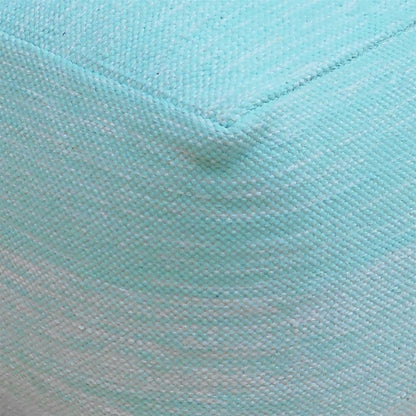 Delight Pouf, Cotton, Aqua, Natural White, Pitloom, Flat Weave