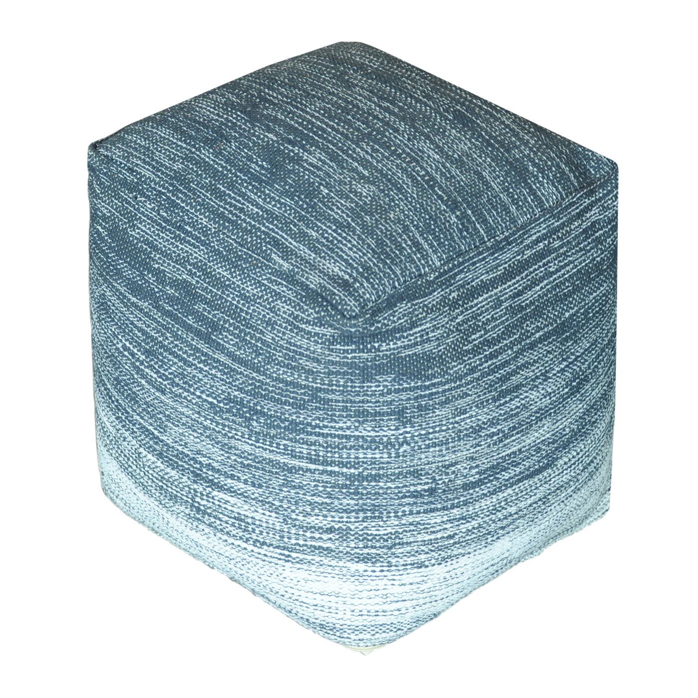 Delight Pouf, Cotton, Navy, Natural White, Pitloom, Flat Weave