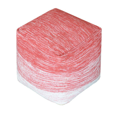 Delight Pouf, Cotton, Red, Natural White, Pitloom, Flat Weave