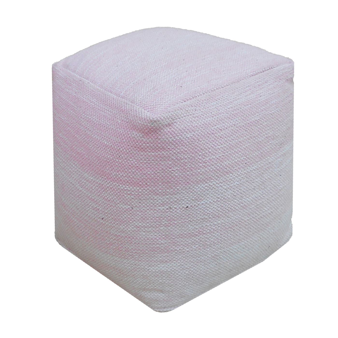 Delight Pouf, Cotton, Pink, Natural White, Pitloom, Flat Weave