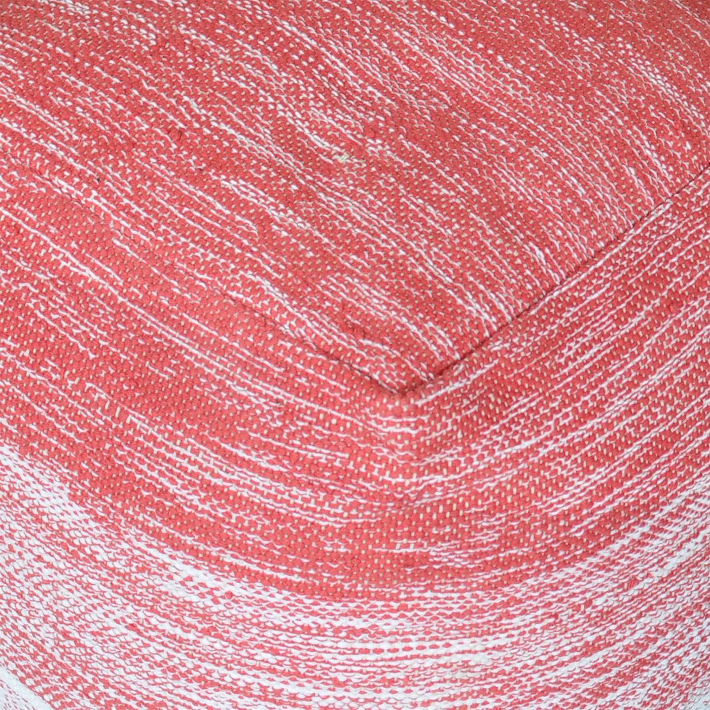 Delight Pouf, Cotton, Red, Natural White, Pitloom, Flat Weave