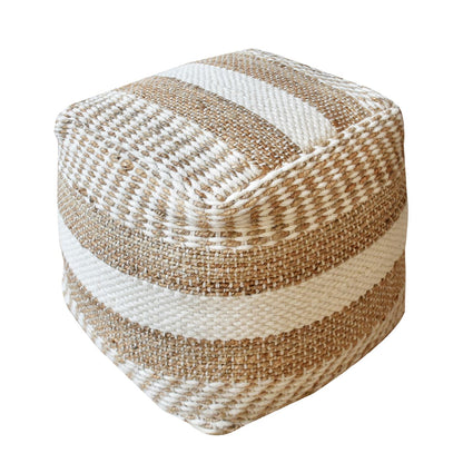 Dennington Pouf, Hemp, Wool, Natural White, Natural, Pitloom, Flat Weave