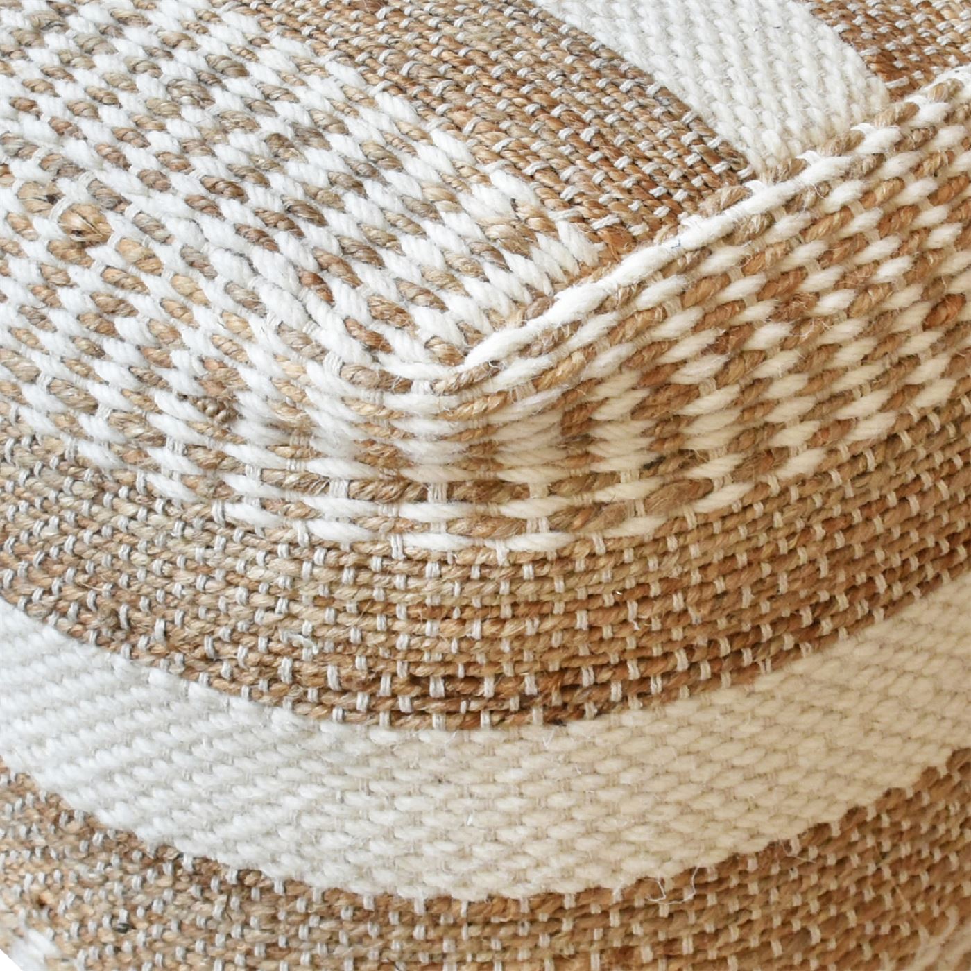 Dennington Pouf, Hemp, Wool, Natural White, Natural, Pitloom, Flat Weave