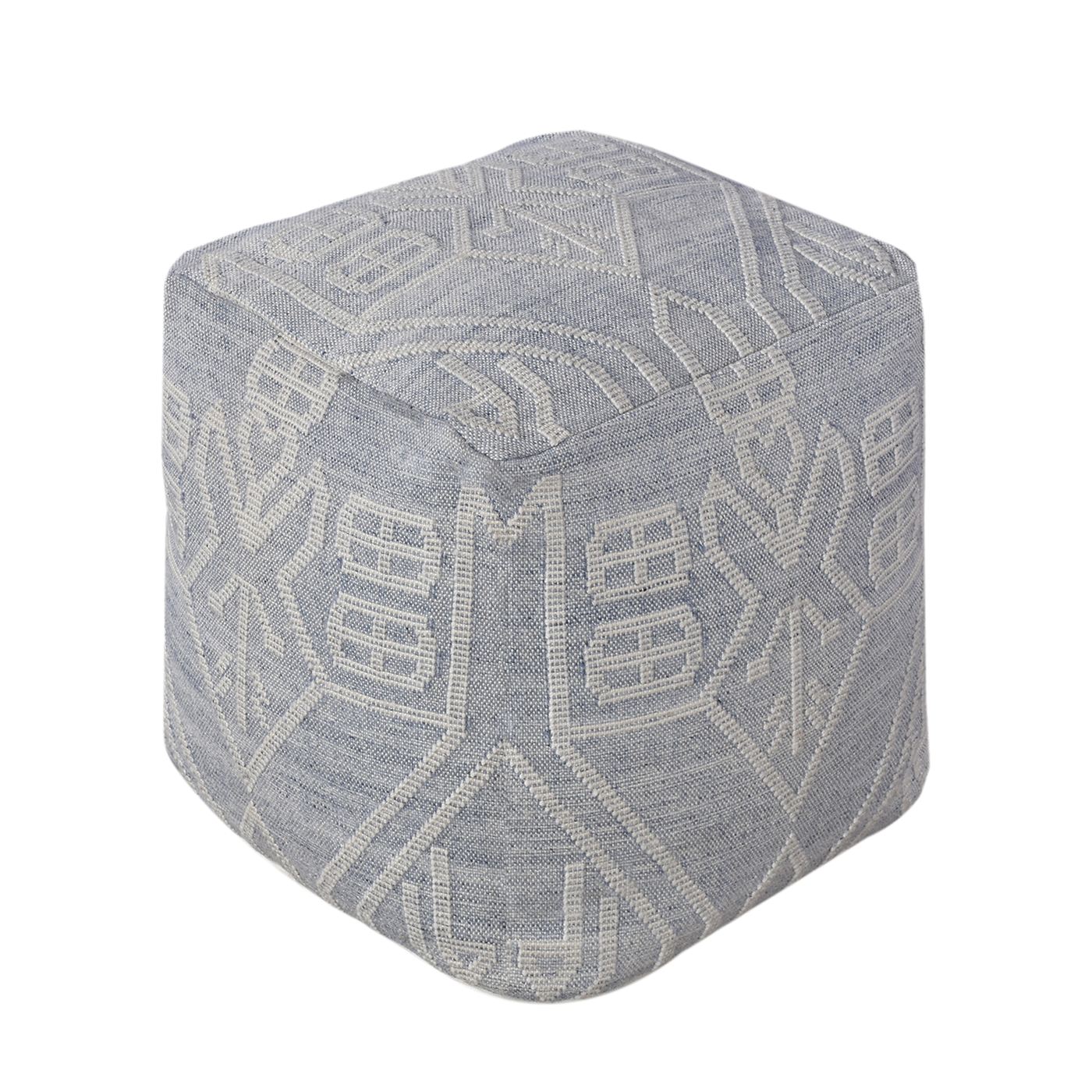 Derio Pouf, Pet, Blue, Natural White, Pitloom, Flat Weave