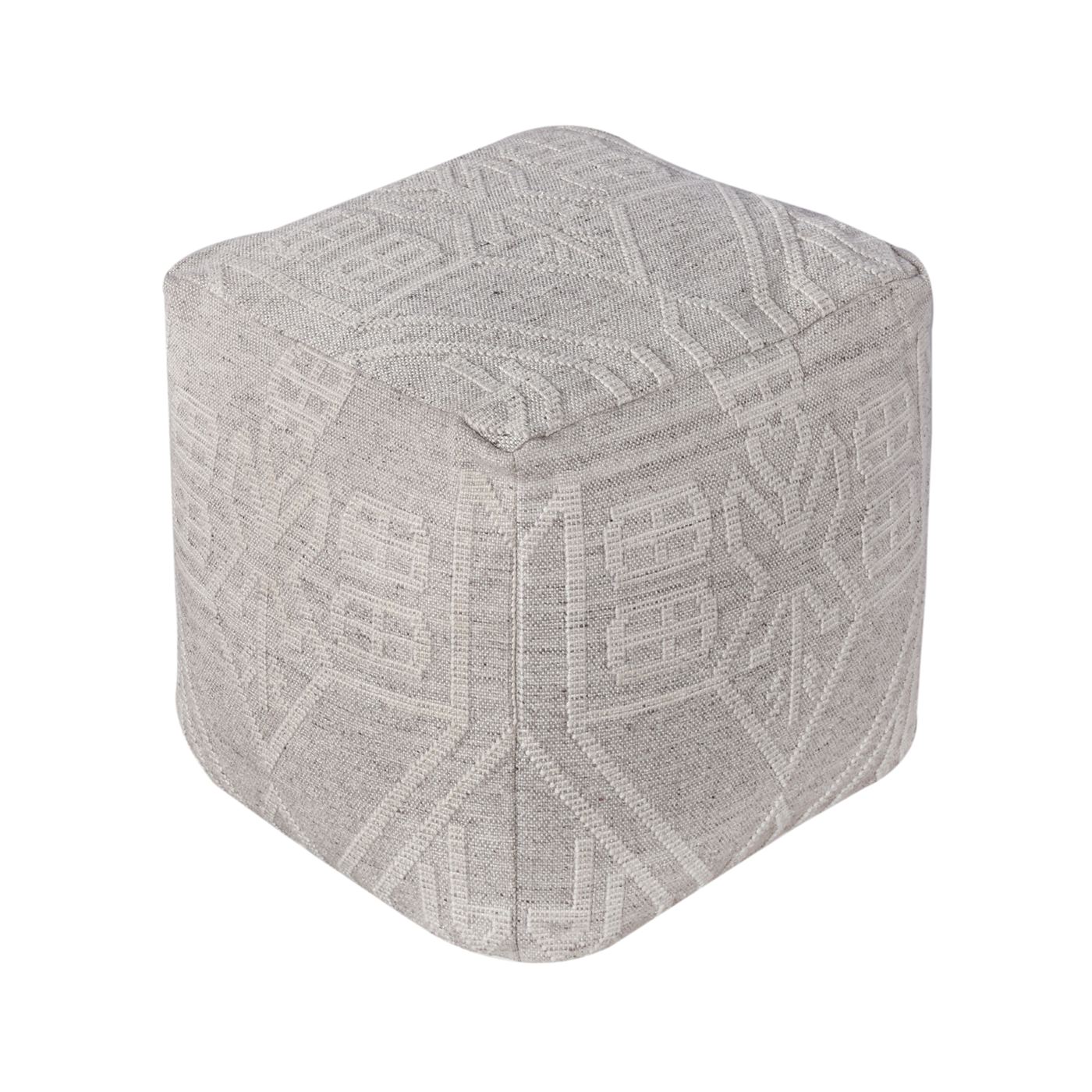 Derio - II Pouf, Pet, Taupe, Natural White, Pitloom, Flat Weave