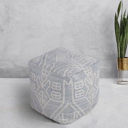 Derio Pouf, Pet, Blue, Natural White, Pitloom, Flat Weave